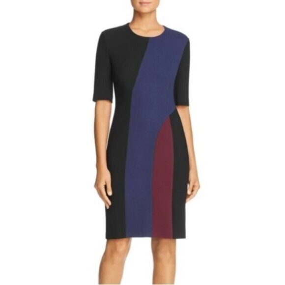Hugo Boss Colorblock Knee Length Sheath Dress - Picture 1 of 15